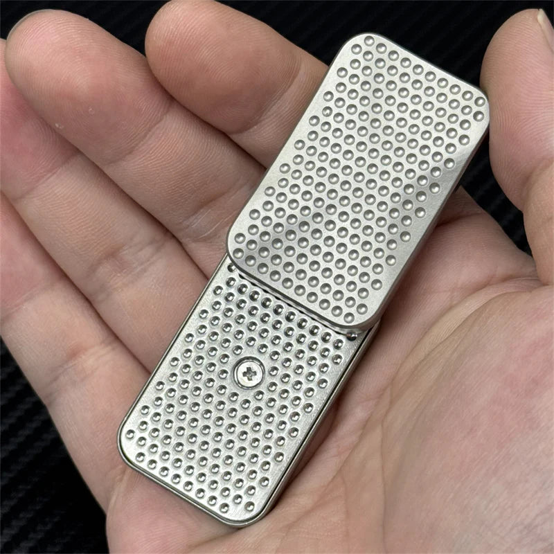 Minimalist Magnetic Fidget Slider - Metal Dimple Texture EDC Push Card Toy for Stress Relief