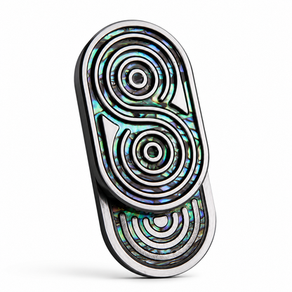 Abalone Shell Stainless Steel Fidget Slider - Rotatable Magnetic EDC Push Card Decompression Toy