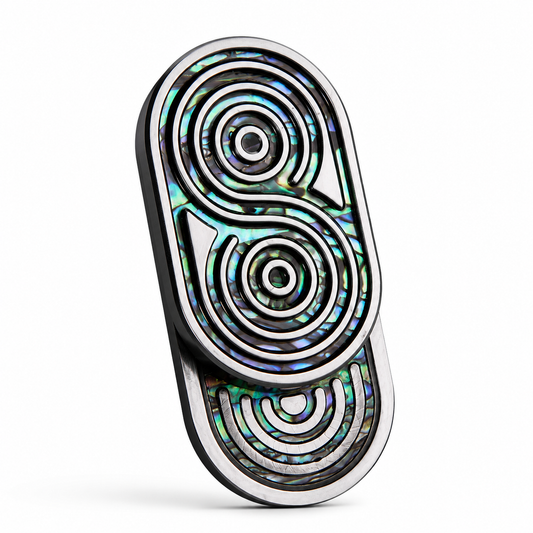 Abalone Shell Stainless Steel Fidget Slider - Rotatable Magnetic EDC Push Card Decompression Toy