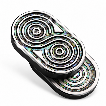 Abalone Shell Stainless Steel Fidget Slider - Rotatable Magnetic EDC Push Card Decompression Toy