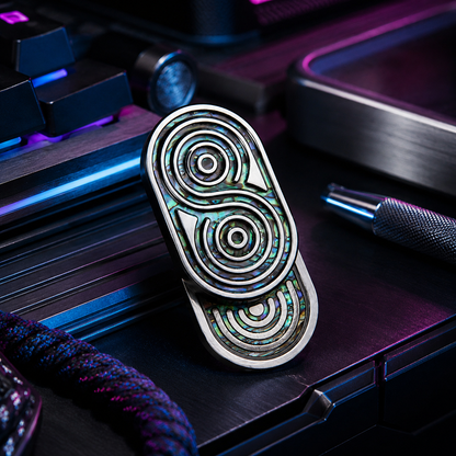 Abalone Shell Stainless Steel Fidget Slider - Rotatable Magnetic EDC Push Card Decompression Toy