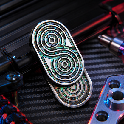 Abalone Shell Stainless Steel Fidget Slider - Rotatable Magnetic EDC Push Card Decompression Toy