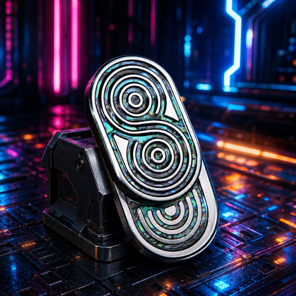 Abalone Shell Stainless Steel Fidget Slider - Rotatable Magnetic EDC Push Card Decompression Toy