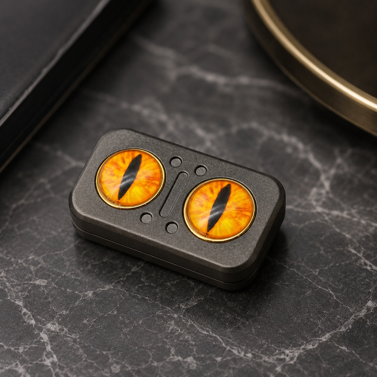 Cyberpunk Evil Eye Magnetic Fidget Slider - Metal Cat Eye EDC Push Card Toy for Stress Relief