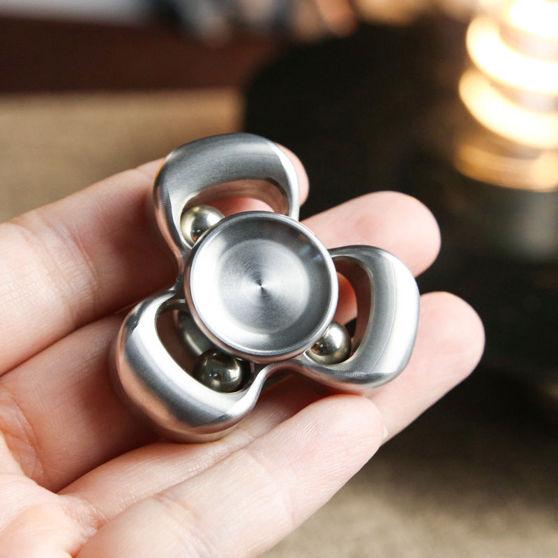 Premium Stainless Steel Kinetic Spinner - Fluid Wave Tri-Fidget Toy for ADHD & Focus