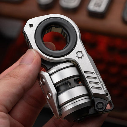 Cyberpunk Mechanical Ring Fidget Spinner - Metal EDC Gyro & Roller Decompression Toy for Stress Relief